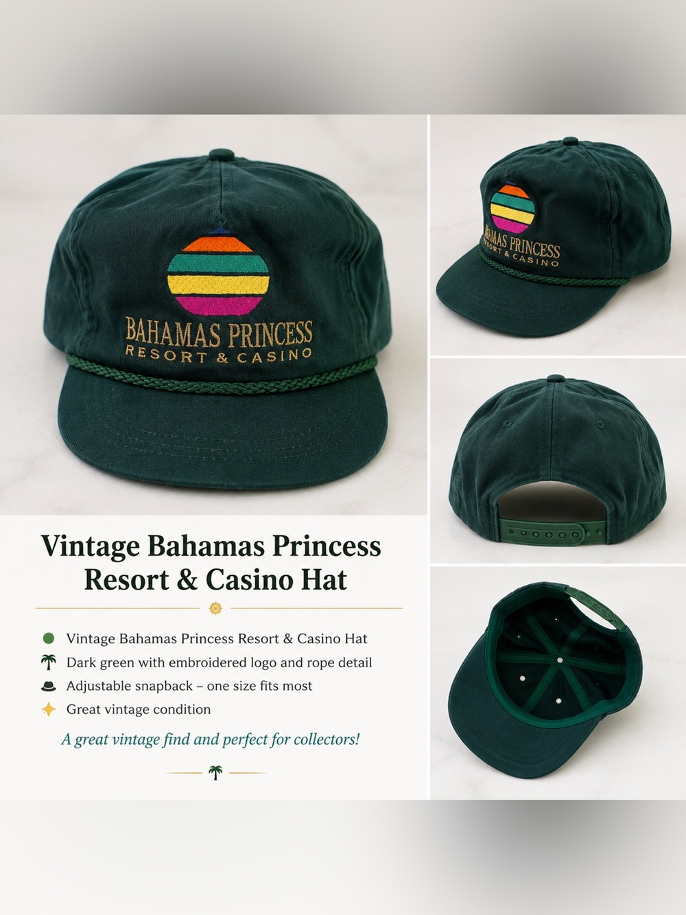 Bahamas Princess Resort & Casino Dark Green Embroidered Hat
